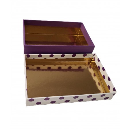 BIG PURPLE POLKA DOTS WHITE BOX VIOLET SWEETS 250 g