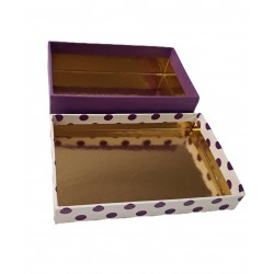 BIG PURPLE POLKA DOTS WHITE BOX VIOLET SWEETS 250 g